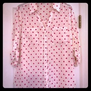 Button down polka dot blouse